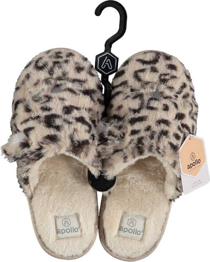 Apollo Instap pantoffels dames | Grijs Beige | Dierenprint | 38 | Sloffen | Pantoffels | Pantoffels dames | Sloffen dames | Pantoffels dames