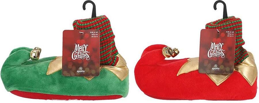 Apollo Kerstsloffen kids Elfthema Groen kerst pantoffels kerst sloffen Sloffen - Foto 2