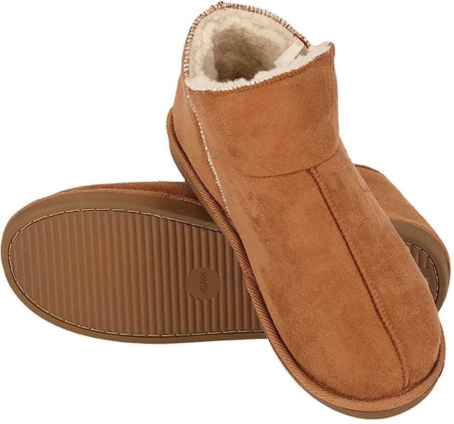 Apollo Pantoffels LADIES HOME BOOTS SUEDE met logo-embossing en knusse warme binnenvoering - Foto 2