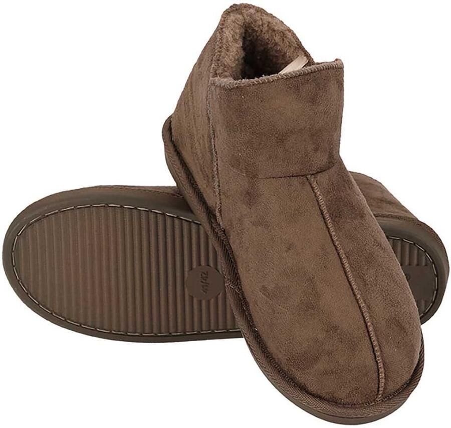 Apollo Pantoffels Dames Boots Suede Taupe Sloffen Hoog Model Harde zool met grip - Foto 2