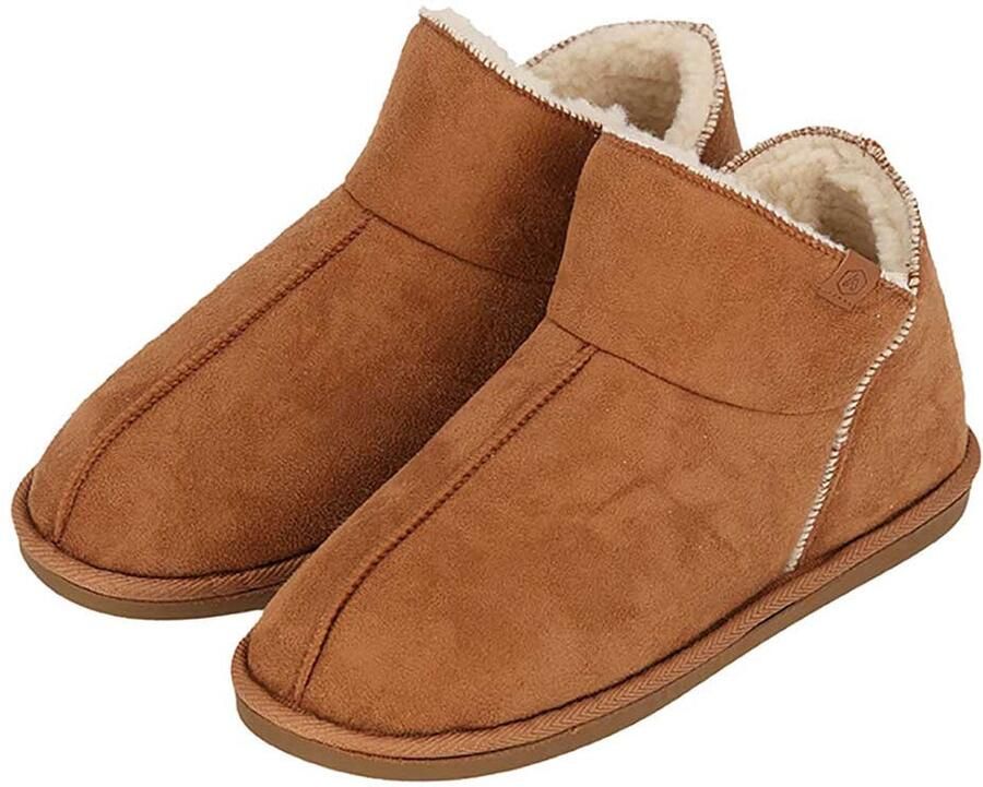 Apollo Pantoffels Heren Boots Suede Cognac Zwart 43 44 Sloffen Hoog Model Harde zool met grip