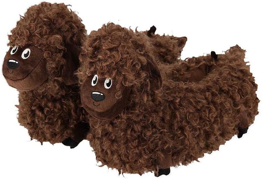 Apollo Home Sloffen dieren Schapen pantoffels voor kinderen- bruin Kindersloffen Schaap