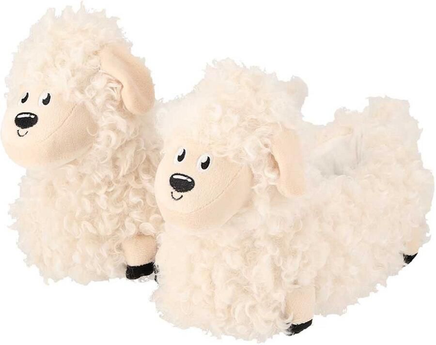 Apollo Sloffen dieren Schapen pantoffels voor kinderen- wit Kindersloffen Schaap pantoffels Pantoffels