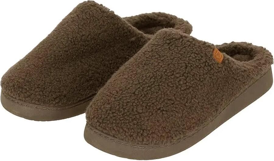 Apollo Warme teddy heren slippers Heren pantoffels met stevige zool Wollen slippers 46 Bruin Onderbroek heren Ondergoed heren