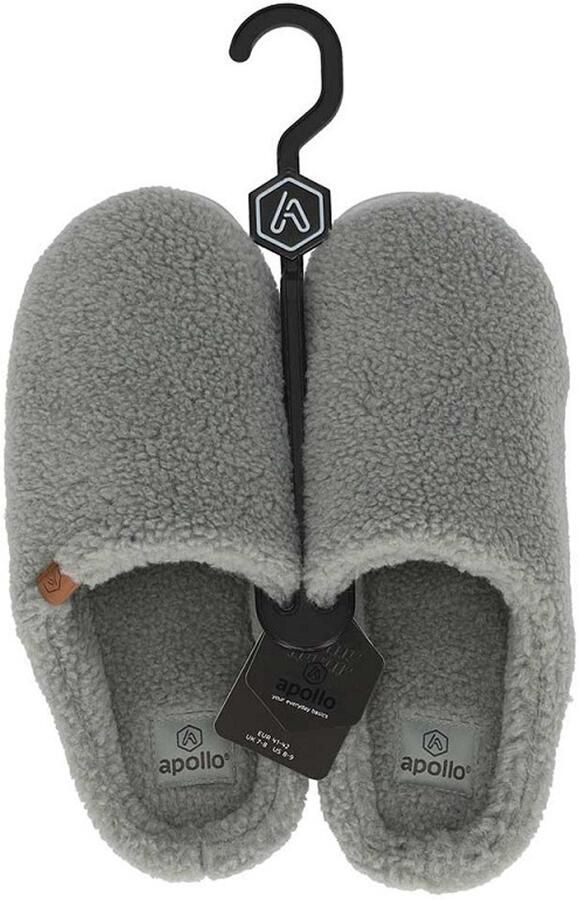 Apollo Warme teddy heren slippers Heren pantoffels met stevige zool Wollen slippers 42 Grijs Onderbroek heren Ondergoed heren