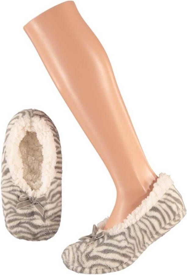 Apollo Ballerina pantoffels sloffen dierenprint kinderen zebra grijs
