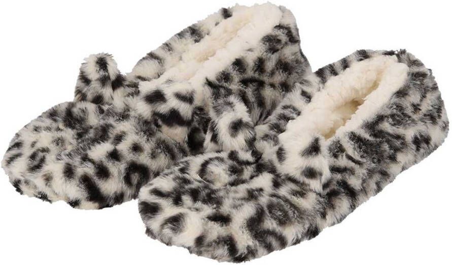 Apollo Ballerina sloffen wit luipaard print pantoffels antislip zool