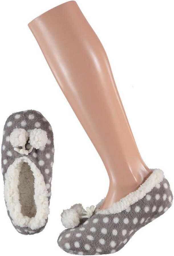 Apollo Ballerina sloffen pantoffels stippen kinderen grijs wit