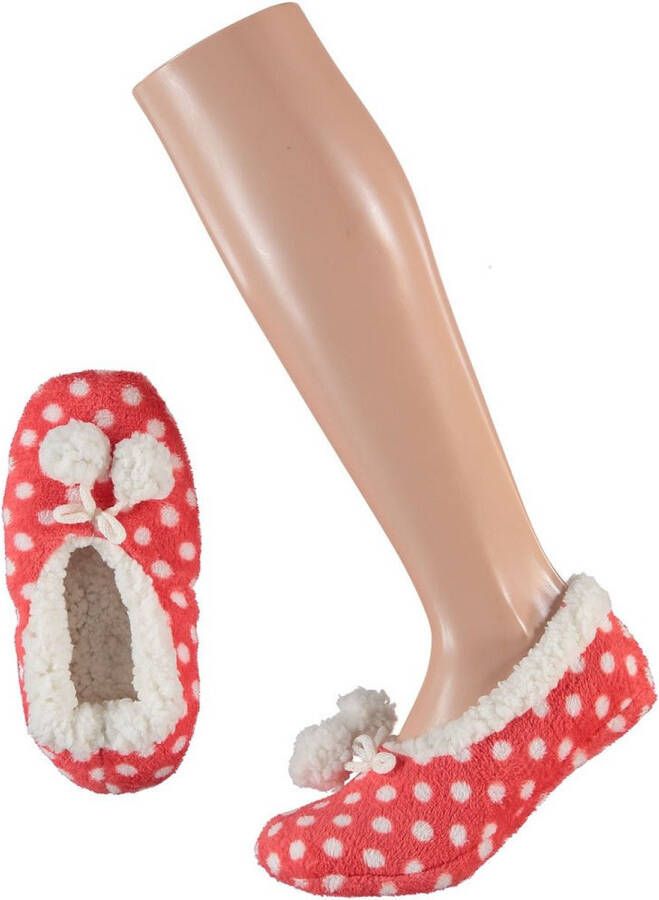 Apollo Ballerina sloffen pantoffels stippen kinderen rood wit