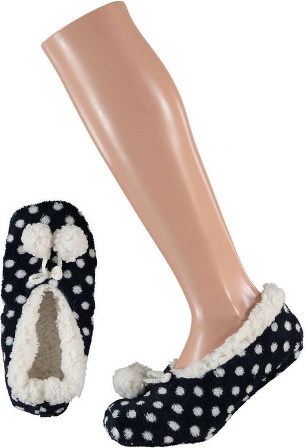 Apollo Ballerina sloffen pantoffels stippen kinderen zwart wit