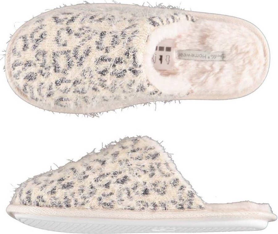 Apollo Beige panterprint luipaardprint instap pantoffels sloffen voor dames Dierenprint huissloffen voor vrouwen Instappers Instapsloffen instappantoffels 39