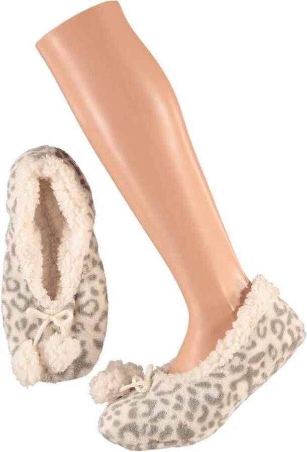 Apollo Dames ballerina pantoffels sloffen luipaard grijs - Foto 1