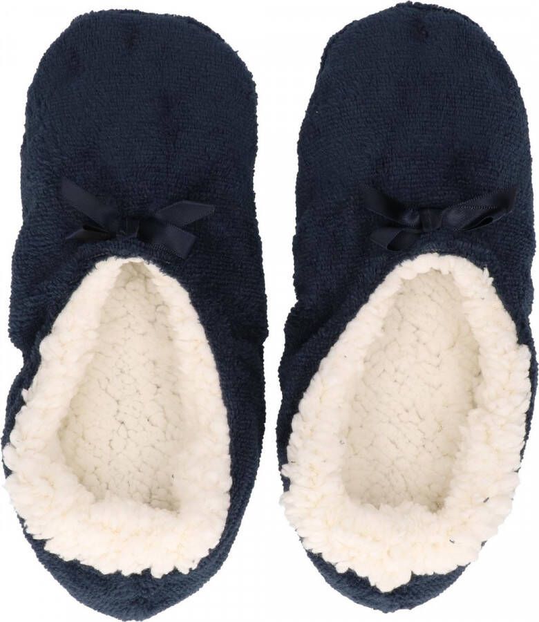 Apollo Dames Ballerina winter sloffen pantoffels marine blauw laag model