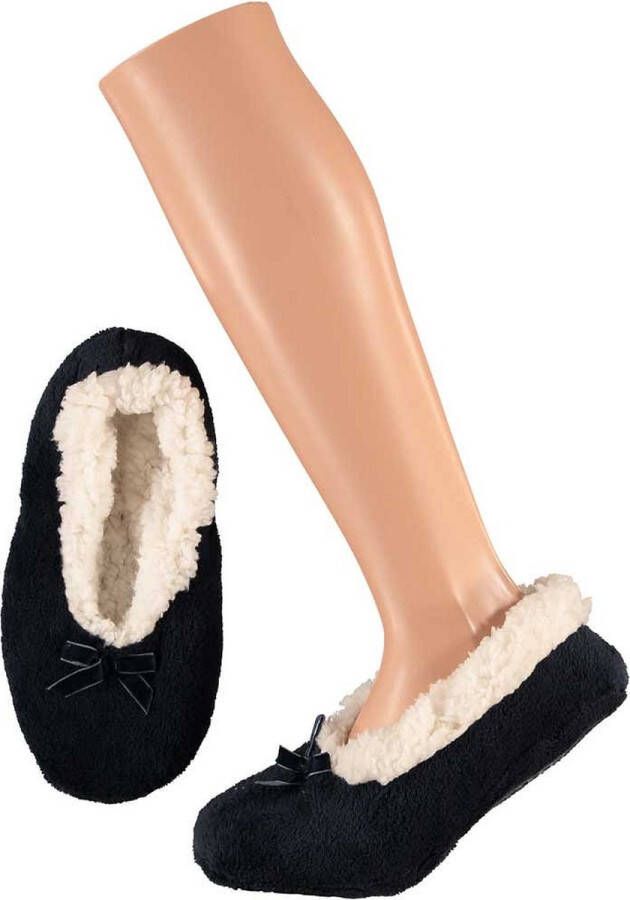Apollo Dames Ballerina winter sloffen pantoffels marine blauw laag model