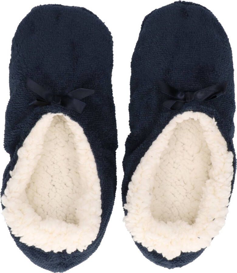 Apollo Dames Ballerina winter sloffen pantoffels marine blauw laag model