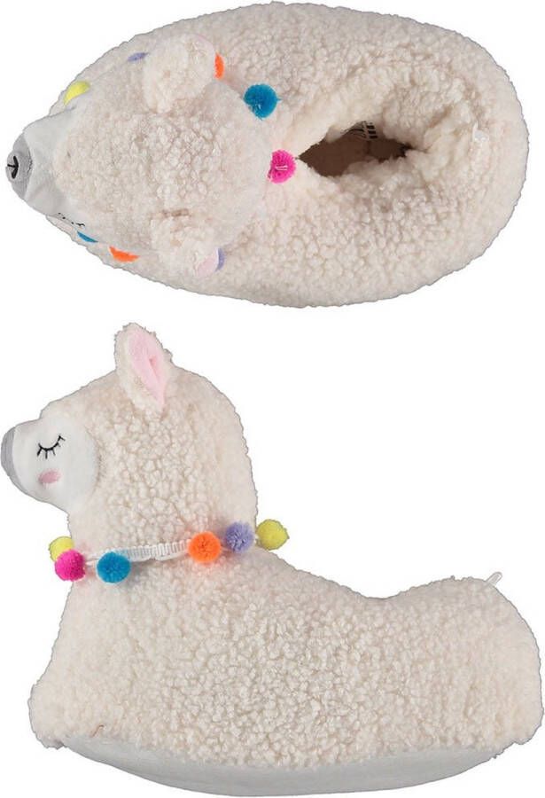 Apollo Dames dieren pantoffels sloffen alpaca creme wit