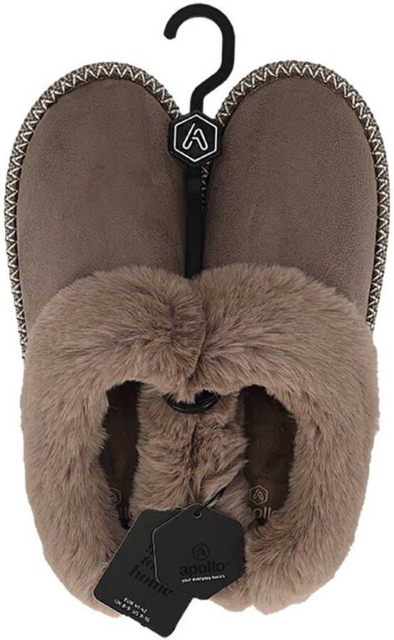 Apollo dames slipper taupe gevoerd