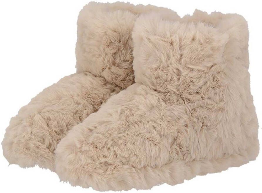 Apollo dames sloffen hoog model beige gevoerd