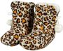 Merkloos Sans marque Dieren luipaardprint hoge sloffen pantoffels voor dames Pluche dierensloffen panterprint - Thumbnail 1