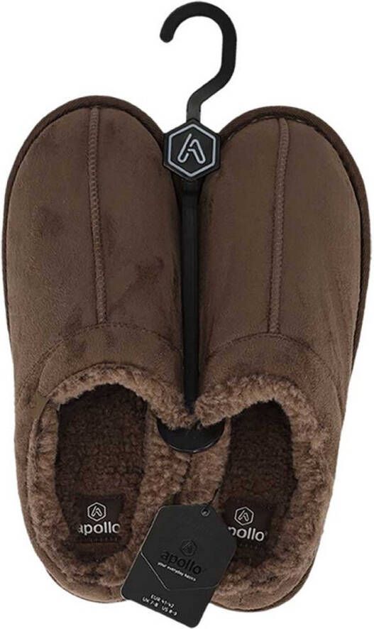 Apollo heren huis slipper taupe gevoerd instap