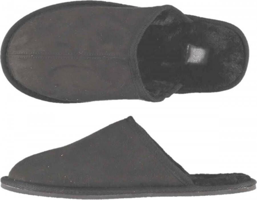 Apollo Heren instap slippers pantoffels met bond antraciet