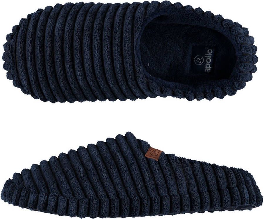 Apollo Heren instap slippers pantoffels ribstof navy