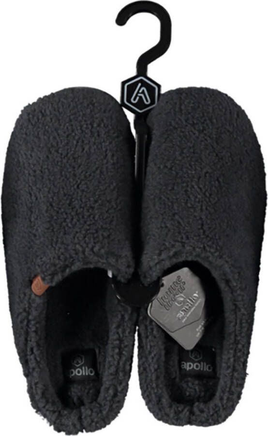 Apollo Heren instap slippers pantoffels teddy wol antraciet - Foto 2