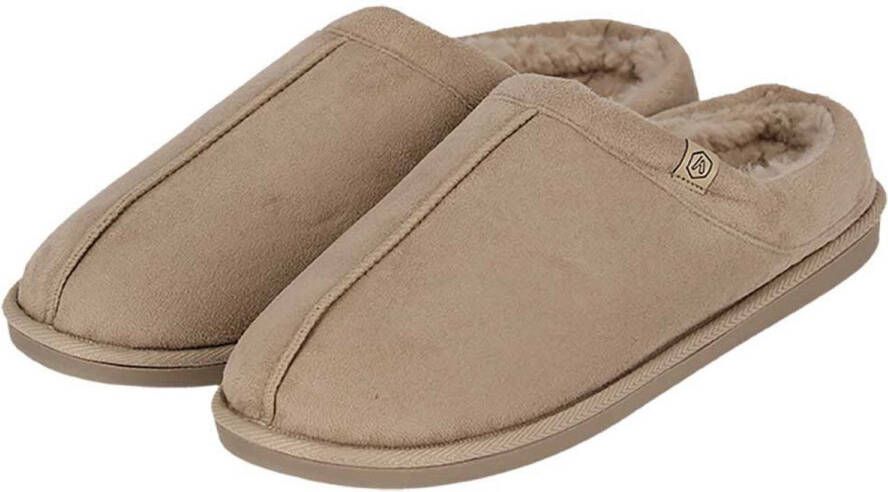 Apollo heren sloffen zand suede buitenkant met wol instap pantoffels