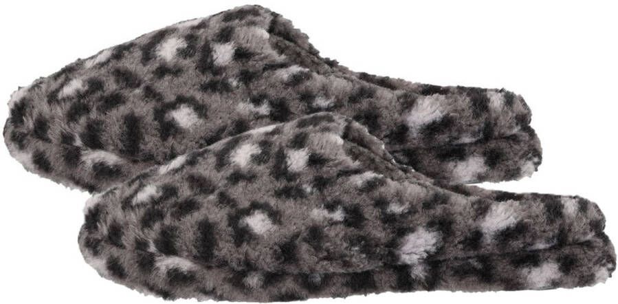 Apollo Instap kindersloffen donkergrijs luipaard print pantoffels