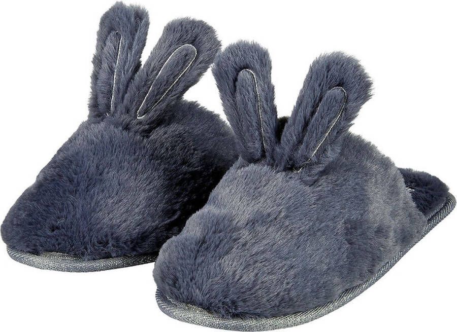 Apollo Instap pantoffels dames Donker Grijs Bunny Pantoffels dames Sloffen dames Pantoffels dames