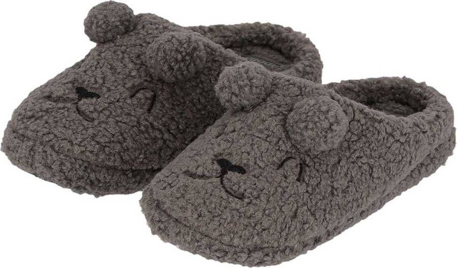 Apollo Instap pantoffels dames Grijs Teddy Bear Pantoffels dames Sloffen dames Pantoffels dames