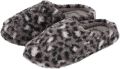 Apollo Instap sloffen donkergrijs luipaard print pantoffels antislip zool - Donkergrijs