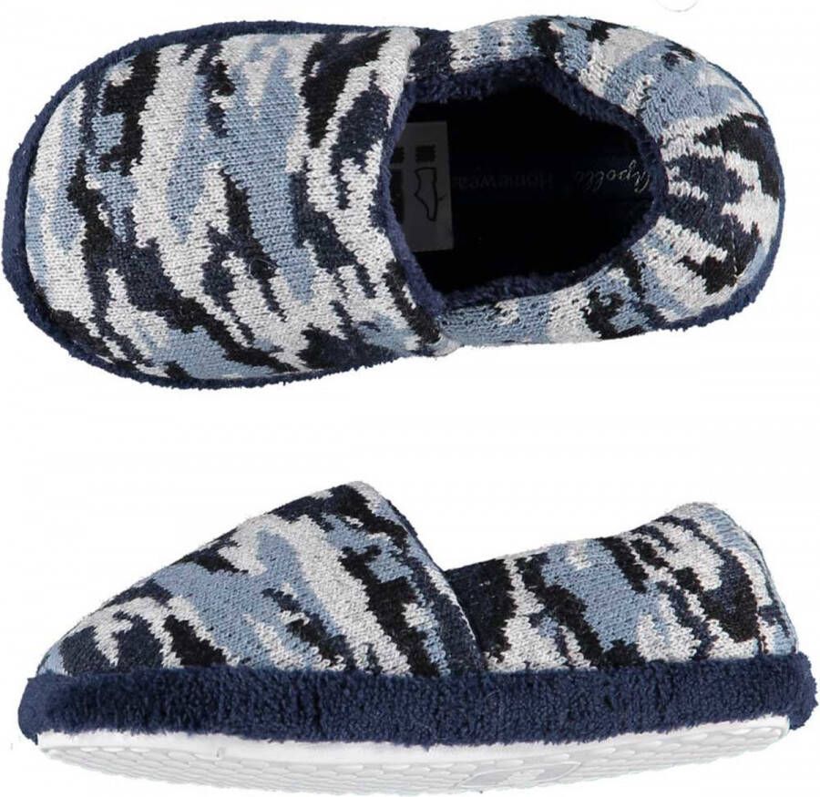 Apollo Jongens instap slippers pantoffels army blauw