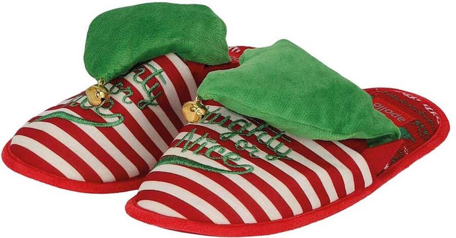 Morethansocks Kerstsloffen Dames Elfthema Rood Wit t m 42 Sloffen kerst dames pantoffels kerst dames kerstcadeau