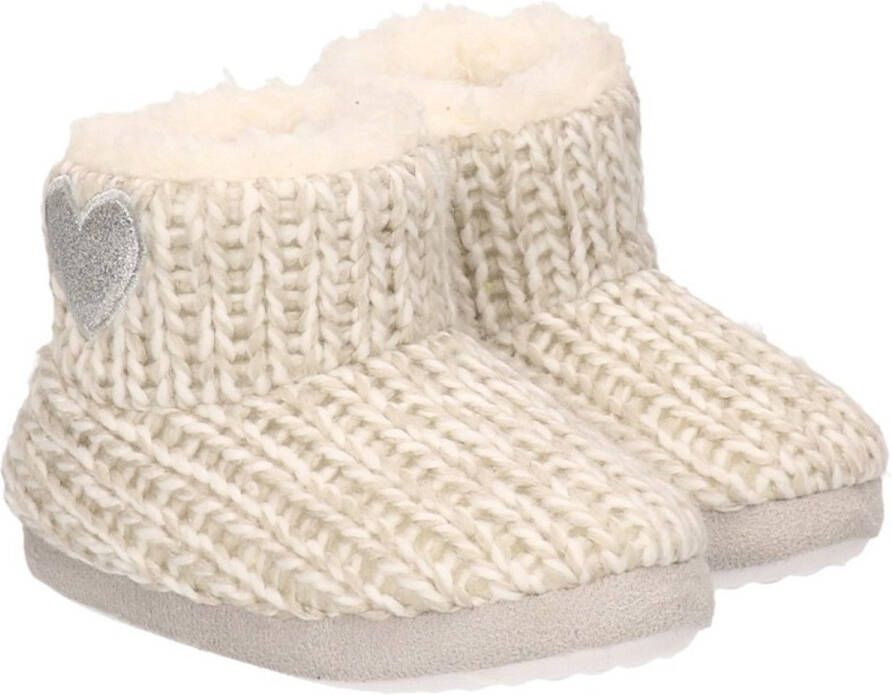 Apollo Kinder sloffen pantoffels met hart hoog model lichtgrijs huissloffen