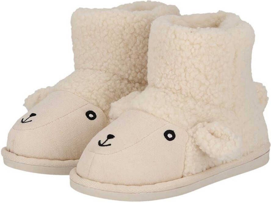 Apollo kindersloffen schaap wit pantoffels met antislip voor kinderen teddystof