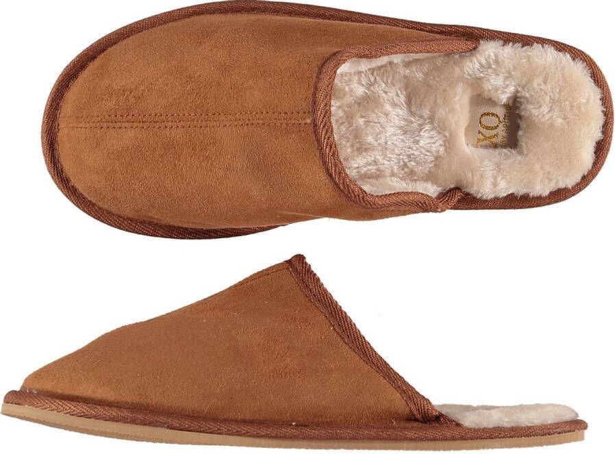 Apollo Klassieke Pantoffel Sloffen Instappers Dames Cognac