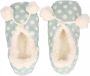 Apollo Meisjes ballerina sloffen pantoffels mint groen met witte stippen - Thumbnail 2