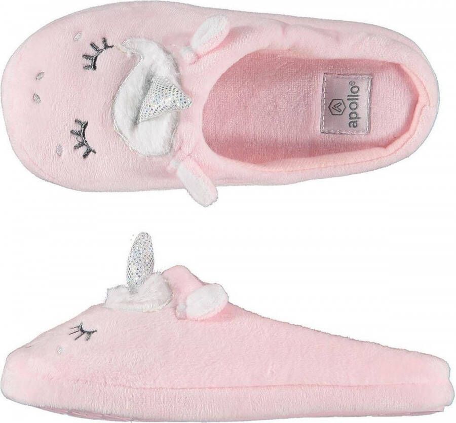 Apollo Meisjes instap slippers pantoffels eenhoorn roze