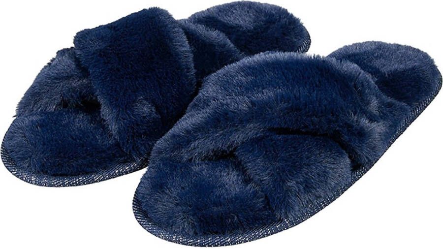 Apollo Pantoffels dames Donker Blauw Pantoffel Slipper Cross|Over Pantoffels dames Sloffen dames Pantoffels dames