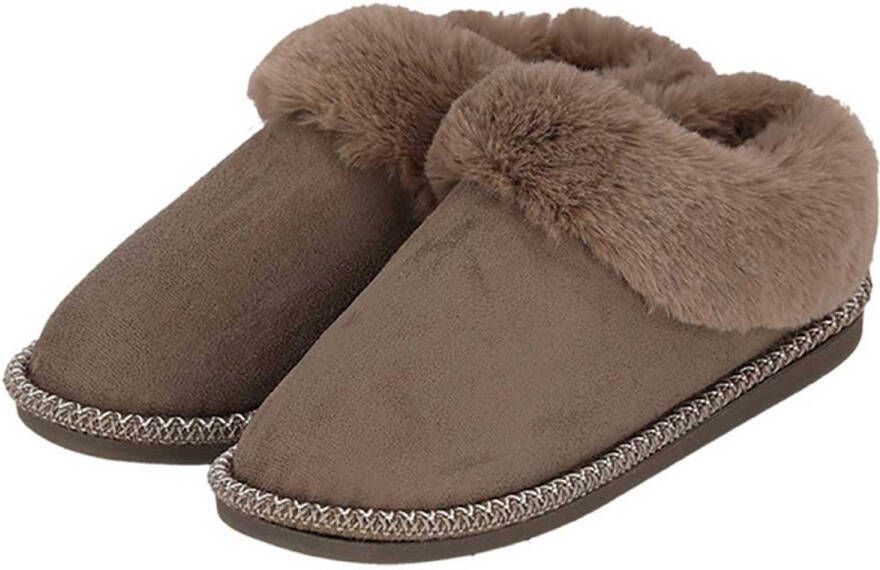 Apollo Pantoffels Dames Home slippers Teddy sloffen Taupe Suède