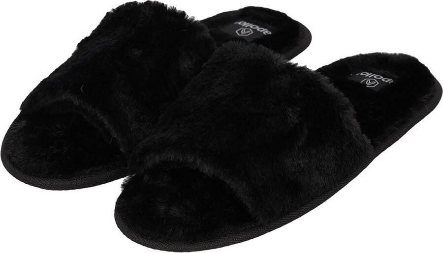 Apollo Pantoffels dames Zwart Pantoffel Slipper Sloffen dames