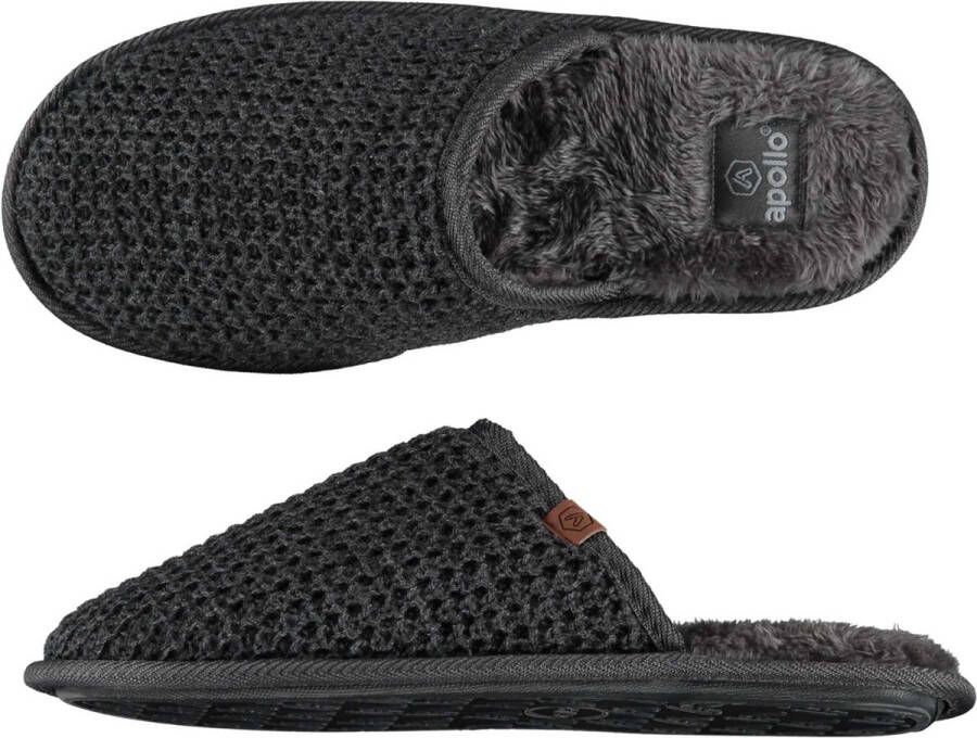 Apollo Pantoffels heren | Grijs | Gebreide pantoffels | 44 | Sloffen | Pantoffels | Pantoffels heren | Sloffen heren | Pantoffels heren - Foto 2