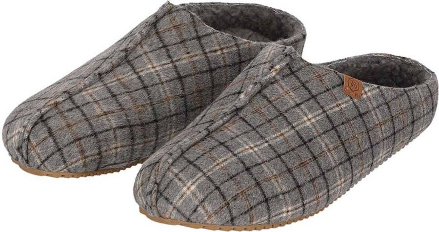 Apollo Pantoffels heren | Grijs | Stevige zool | Ruitmotief | 44 | Sloffen | Pantoffels | Pantoffels heren | Sloffen heren | Pantoffels