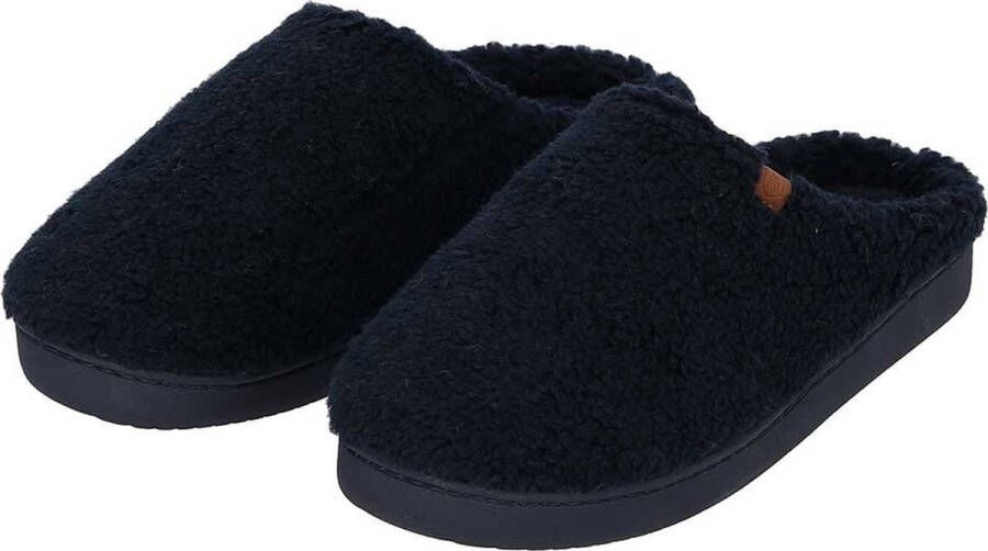 Apollo Pantoffels heren Navy Blauw Teddy Wol Sloffen heren Pantoffels heren