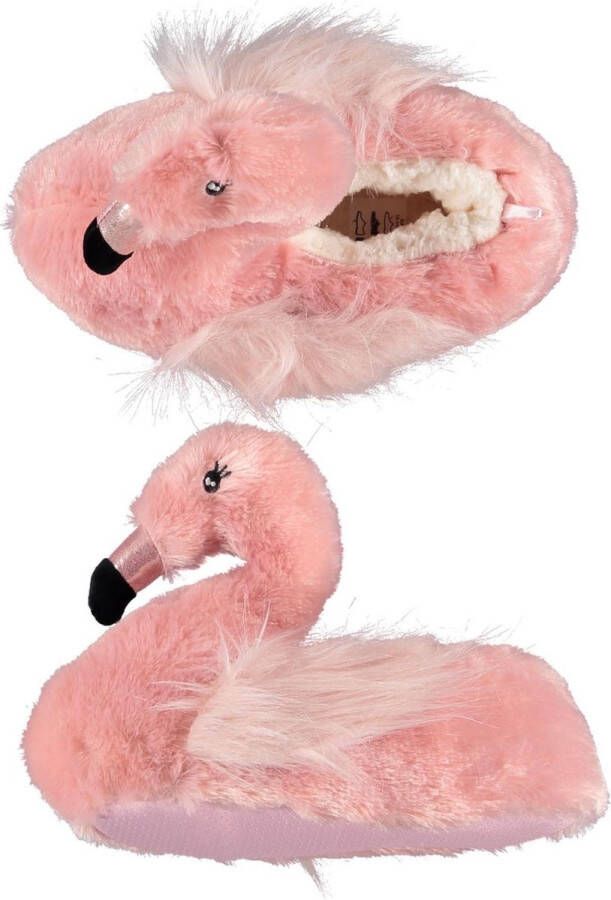 Apollo Roze flamingo pantoffels sloffen voor dames Dieren flamingos huissloffen voor vrouwen Dierenpantoffels dierensloffen