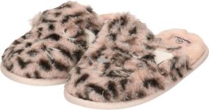 Apollo slippers pantoffels luipaardprint 1x paar roze polytester -32
