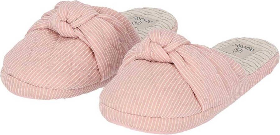 Apollo Sloffen dames Roze Met Knot Pantoffels dames Sloffen dames Pantoffels dames