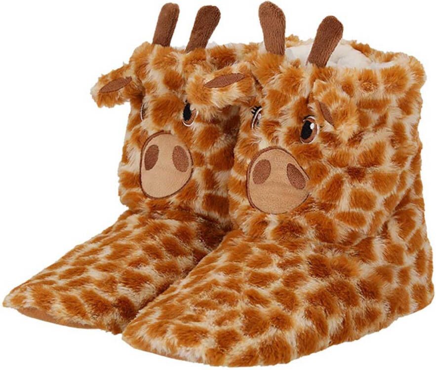 Apollo sloffen Giraffe pluche 3D pantoffels hoog model voor dames