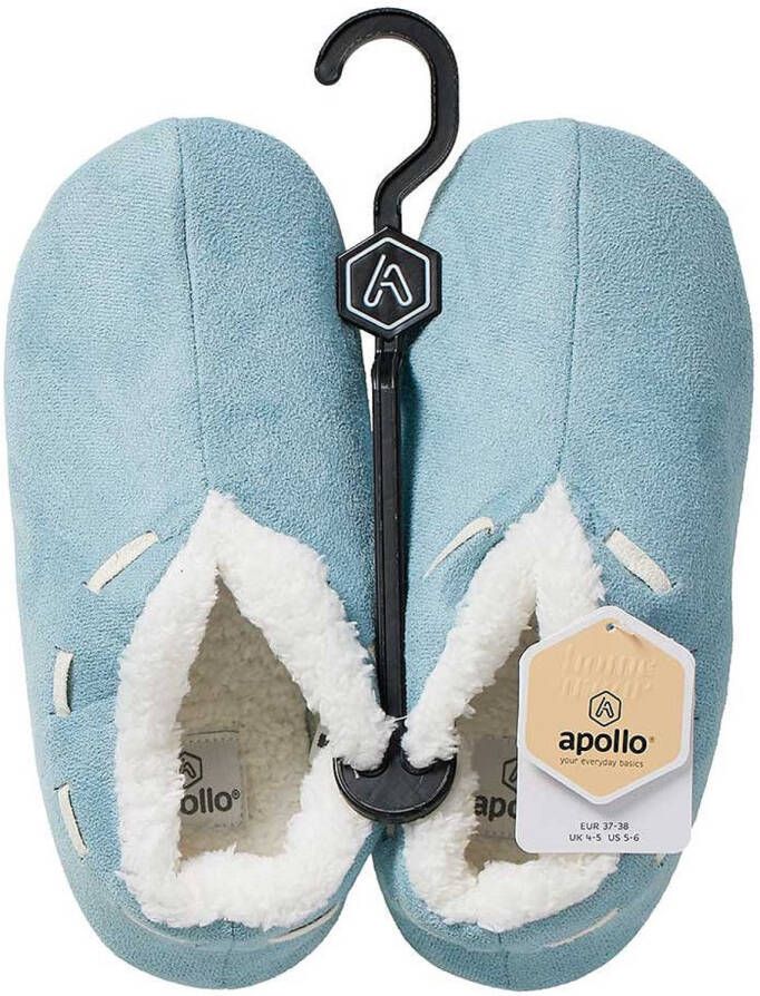 Apollo Spaanse sloffen pantoffels dames lichtblauw polyester zachte voering